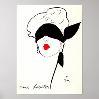 Vintage französisches Poster Frau mit verbundenen