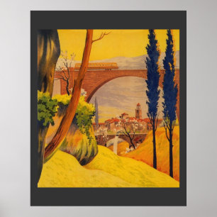 Vintage-Französisches-Reiseplakat der Eisenbahn Poster