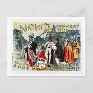 Vintage französisches religiöses Spiel Anzeige aus Postkarte