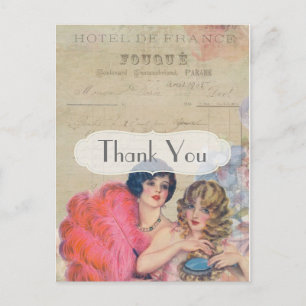 Vintage französisches Retro-Paris-Motiv Danke Postkarte