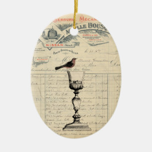 Vintage französisches Wein-Themen-Ornament Keramikornament