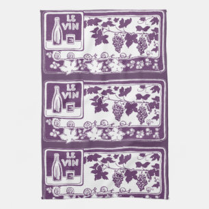 Vintage französisches Weinlabel    Rustikales Wein Geschirrtuch