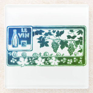 Vintage französisches Weinlabel    Rustikales Wein Glasuntersetzer