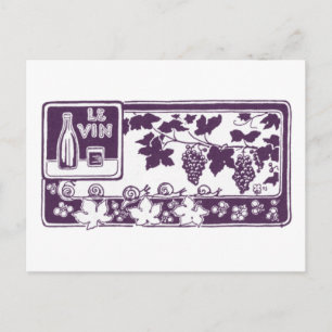 Vintage französisches Weinlabel    Rustikales Wein Postkarte