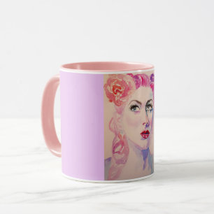 Vintage Frau 1940er Jahre Flieder Lila Aquarell-Ta Tasse