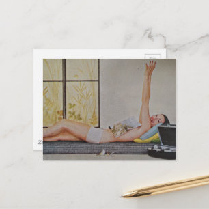 Vintage Frau 1957 keine Diät Gewichtsverlust Werbu Postkarte