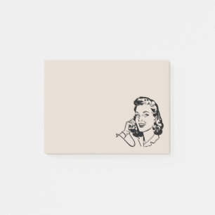 Vintage-Frau am Telefon Haftnotizen (Block mit 40) Post-it Klebezettel