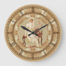 Vintage Frau auf der Bank Große Wanduhr