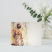 Vintage Frau auf der Postkarte (Stehend Vorderseite)