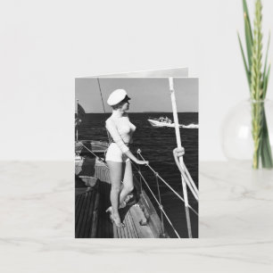 Vintage-"Frau auf See"-Karte Feiertagskarte