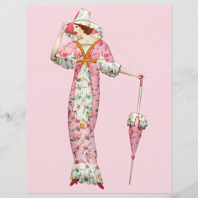 Vintage Frau aus dem 19. Jahrhundert mit Regenschi (Vorderseite)