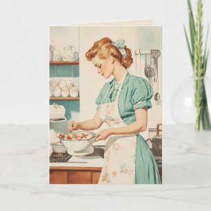 Vintage Frau bereitet Ostereier zu Feiertagskarte
