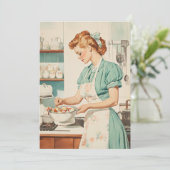 Vintage Frau bereitet Ostereier zu Feiertagskarte (Stehend Vorderseite)