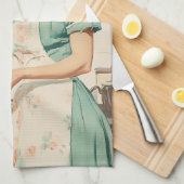 Vintage Frau bereitet Ostereier zu Geschirrtuch (Viertel Falte)