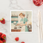 Vintage Frau bereitet Ostereier zu Serviette (Beispiel)