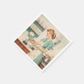 Vintage Frau bereitet Ostereier zu Serviette (Ecke)