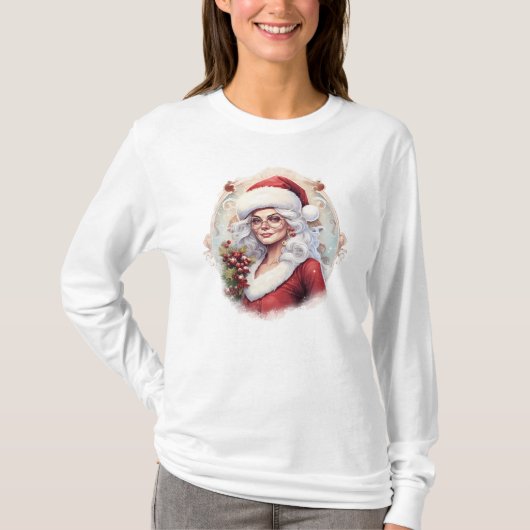 Vintage Frau Claus Christmas T-Shirt (Vorderseite)
