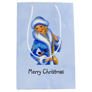 Vintage Frau Claus Watercolor Christmas Custom Mittlere Geschenktüte