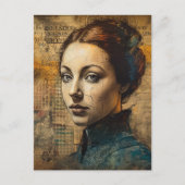 Vintage Frau Collage Grunge Postkarte (Vorderseite)