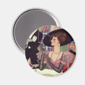 Vintage Frau, die rauchende Zigarette Champagne Magnet (Vorderseite/Rückseite)