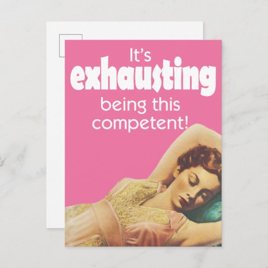 Vintage Frau, die sich auf der Postkarte zurückhäl (Vorne/Hinten)