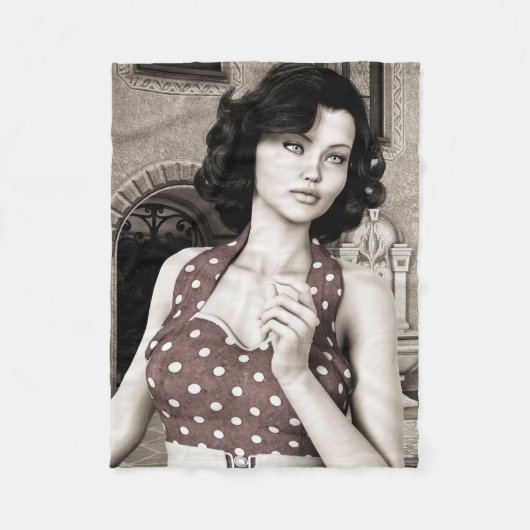 Vintage Frau Fleecedecke (Vorderseite)