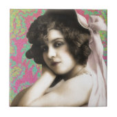 Vintage Frau Fliese (Vorderseite)