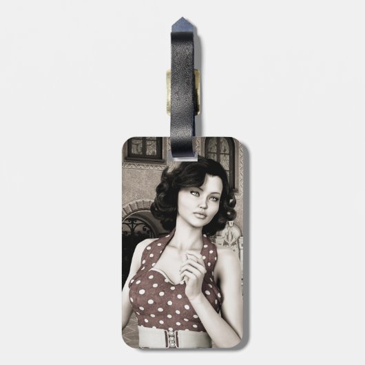 Vintage Frau Gepäckanhänger (Rückseite vertikal)