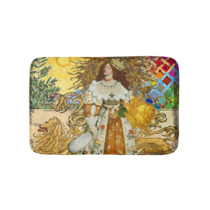 Vintage Frau Goldene Sonne: Löwe Sternzeichen Coll Badematte