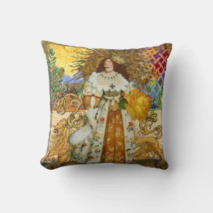 Vintage Frau Goldene Sonne: Löwe Sternzeichen Coll Kissen