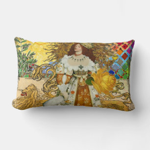 Vintage Frau Goldene Sonne: Löwe Sternzeichen Coll Lendenkissen
