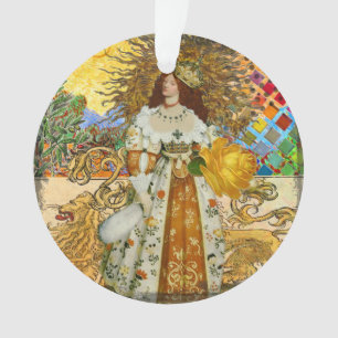 Vintage Frau Goldene Sonne: Löwe Sternzeichen Coll Ornament