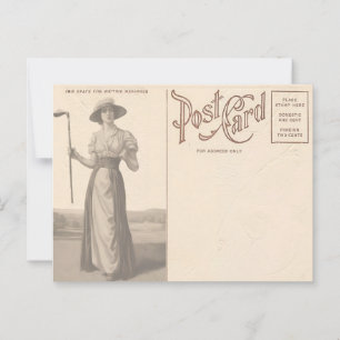 Vintage Frau Golfer Postkarte