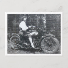 Vintage Frau im Motorrad-Foto der 40er Jahre Postkarte