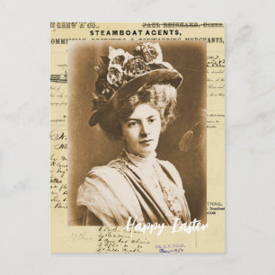 Vintage Frau im OsterOutfit Postkarte