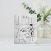 Vintage Frau im Tee Postkarte (Stehend Vorderseite)