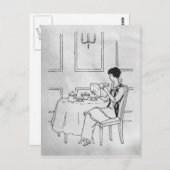 Vintage Frau im Tee Postkarte (Vorne/Hinten)