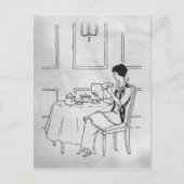 Vintage Frau im Tee Postkarte (Vorderseite)