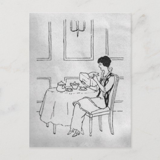 Vintage Frau im Tee Postkarte (Vorderseite)