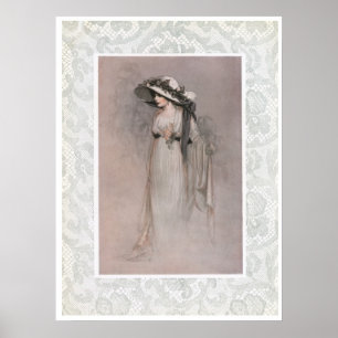 Vintage Frau in Hat Viktorianisch Poster