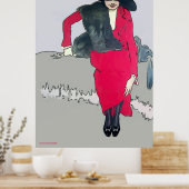 Vintage Frau in Rot, Text hinzufügen Poster (Küche)