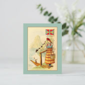 Vintage Frau in Schweden, Gewerkschaft-Flagge, Ber Postkarte (Stehend Vorderseite)