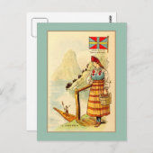 Vintage Frau in Schweden, Gewerkschaft-Flagge, Ber Postkarte (Vorne/Hinten)