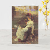 Vintage Frau lesenV2 Karte (Gelbe Blume)