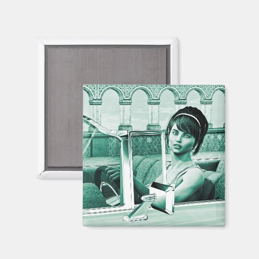 Vintage Frau Magnet (Vorderseite/Rückseite)