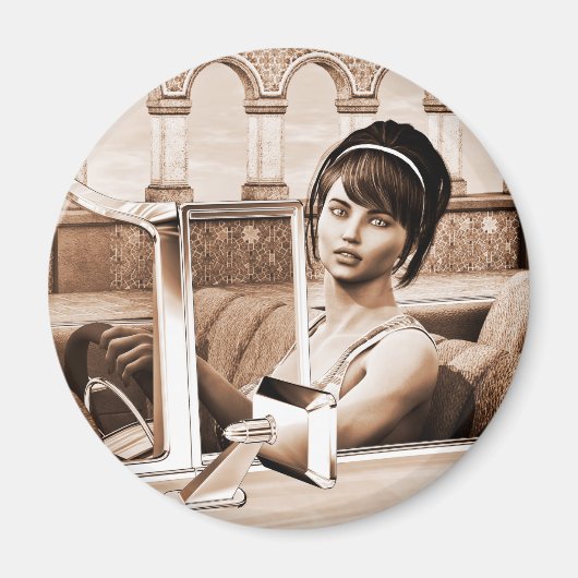 Vintage Frau Magnet (Vorne)