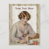 Vintage Frau mit Brief Postkarte (Vorderseite)