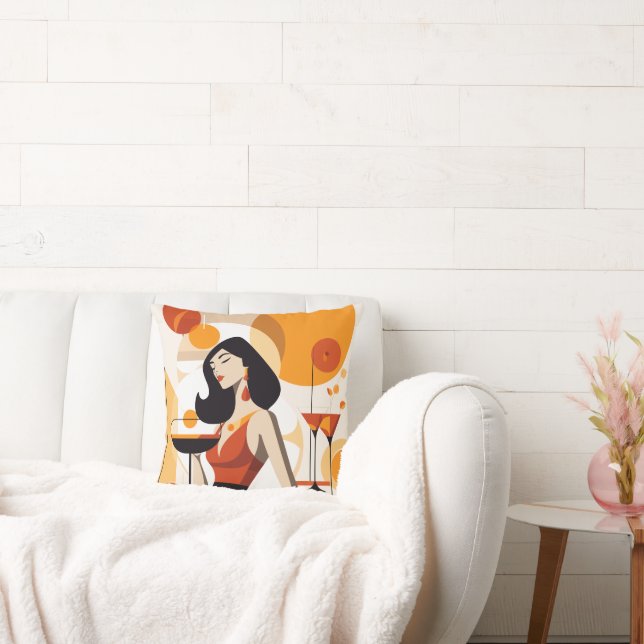 Vintage Frau mit Cocktail Kissen (Liege)