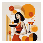 Vintage Frau mit Cocktail Poster (Vorderseite)