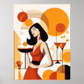 Vintage Frau mit Cocktail Poster (Vorne)